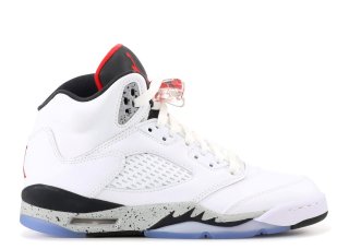 Meilleures Air Jordan 5 Retro (Gs) "Blanc Cement" Blanc (440888-104)
