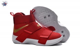 Meilleures Nike Lebron Soldier X 10 Rouge Blanc Or