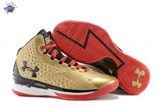 Meilleures Under Armour Curry 1 "Nations Finest" Or Rouge Noir