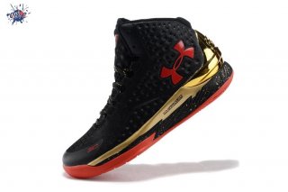 Meilleures Under Armour Curry 1 Noir Or Rouge